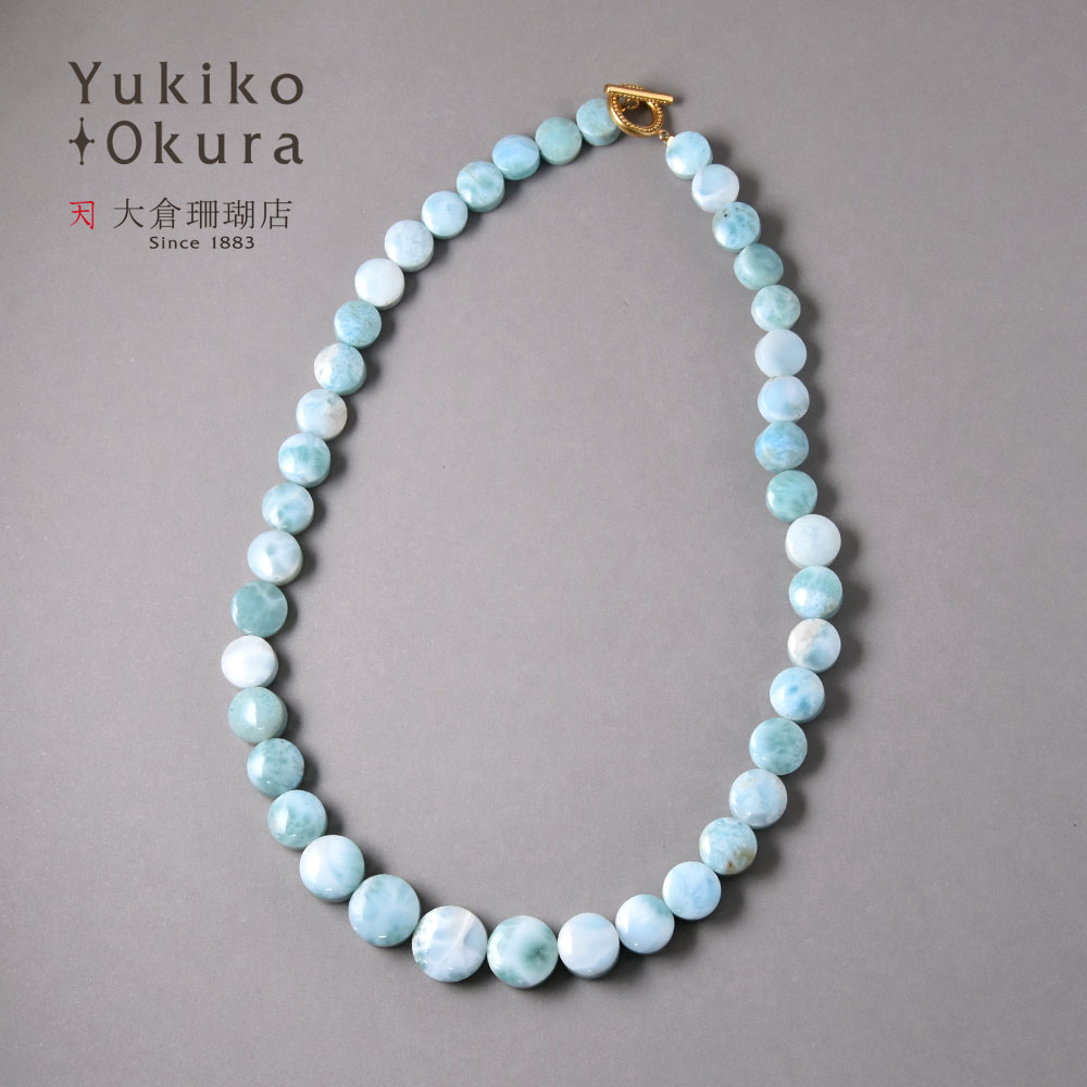 ラリマー コイン グラデーションネックレス