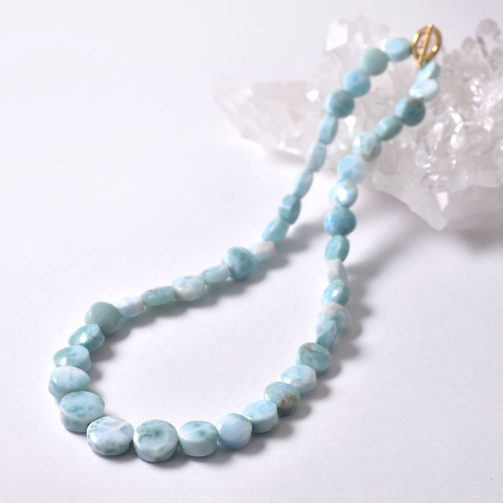 ラリマー コイン グラデーションネックレス