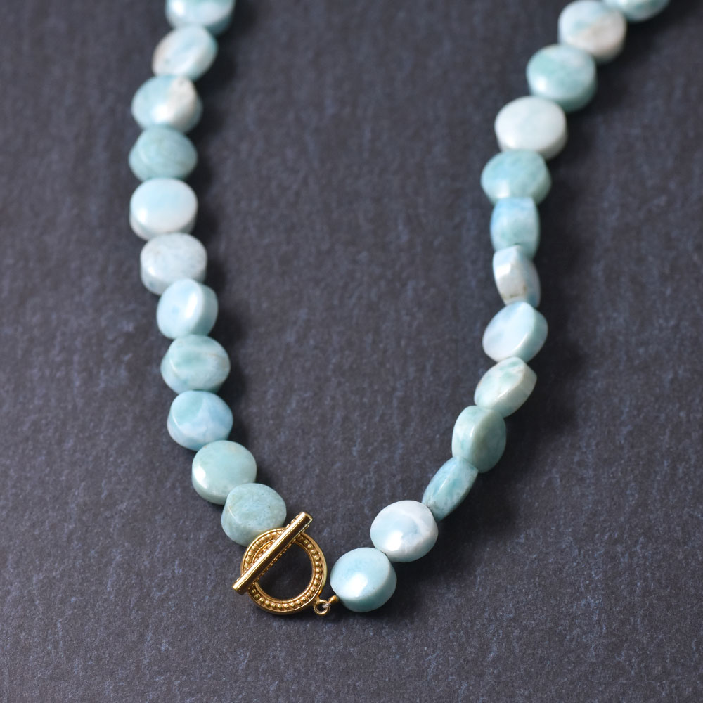 ラリマー コイン グラデーションネックレス