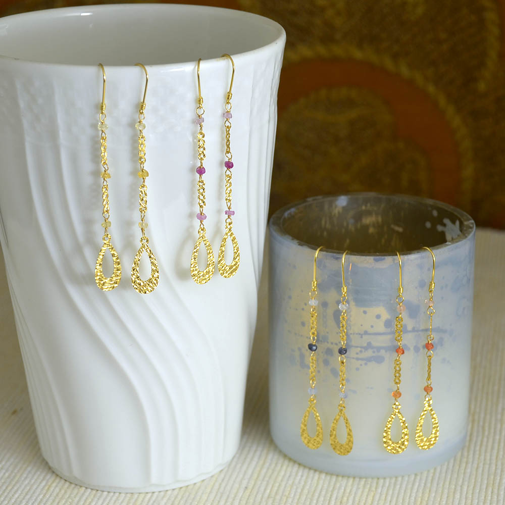 K18 サファイア ドロップ ピアス