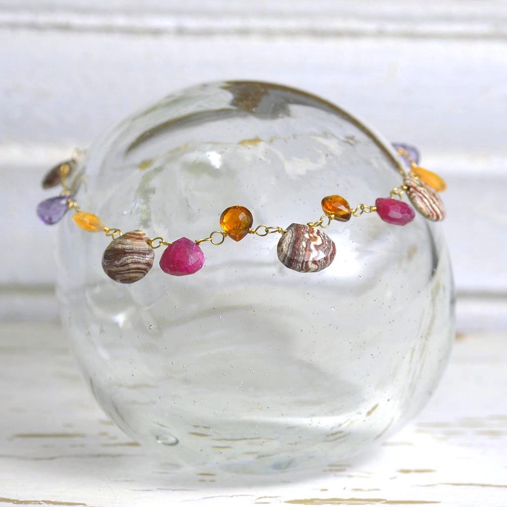 K18ゼブラジャスパーフリンジブレスレット