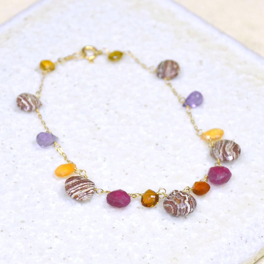 K18ゼブラジャスパーフリンジブレスレット