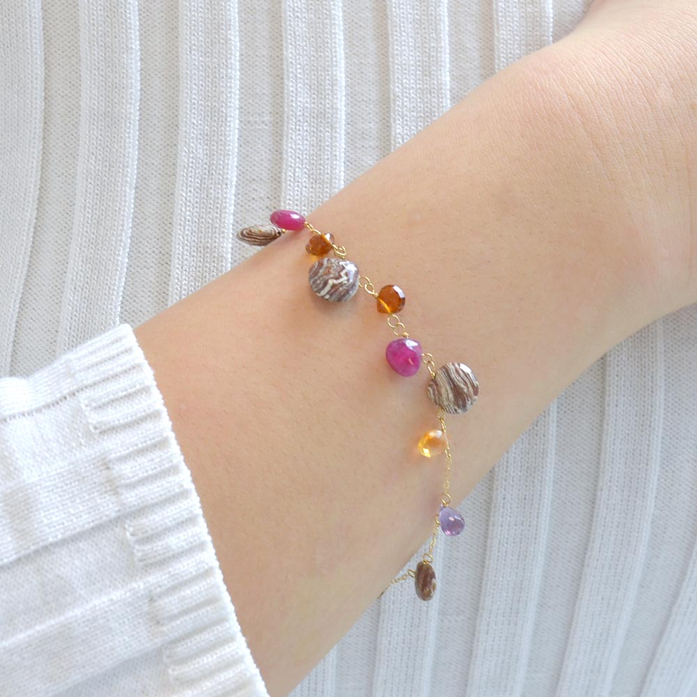 K18ゼブラジャスパーフリンジブレスレット