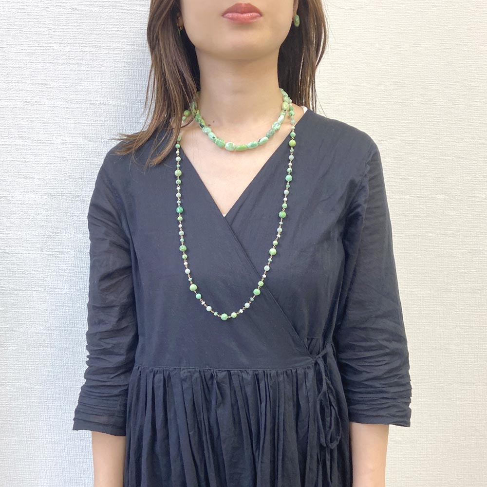 グリーンバリサイトオーバルネックレス
