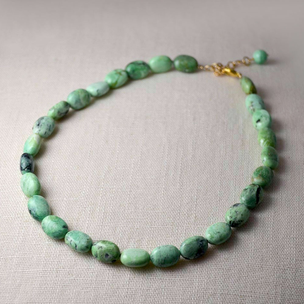 グリーンバリサイトオーバルネックレス