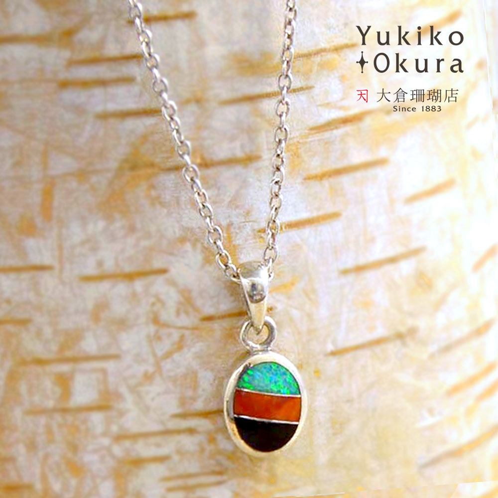 シルバー925 モザイクストーン オーバルペンダントトップ