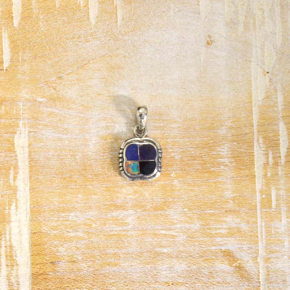 シルバー925 モザイクストーン フラワーペンダントトップ( 小 )