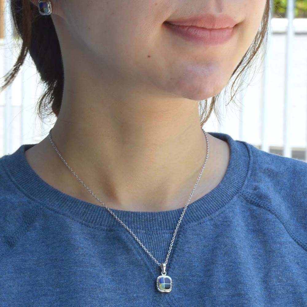 シルバー925 モザイクストーン フラワーペンダントトップ( 小 )