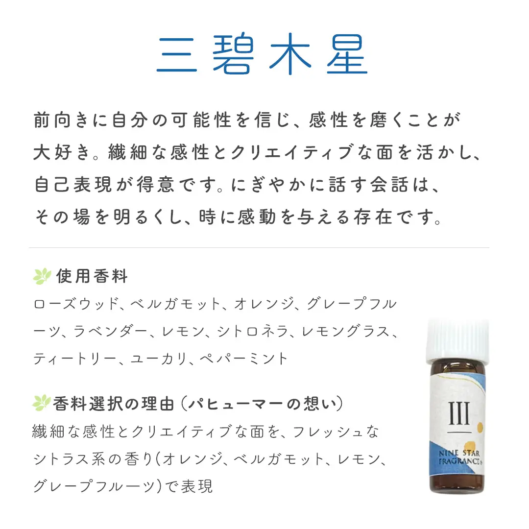 Nine Star Fragrance(R) Ⅲ 三碧木星 香りのペンダント