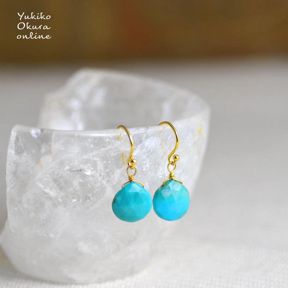 シルバー925 ターコイズ マロンカット イヤリング ピアス