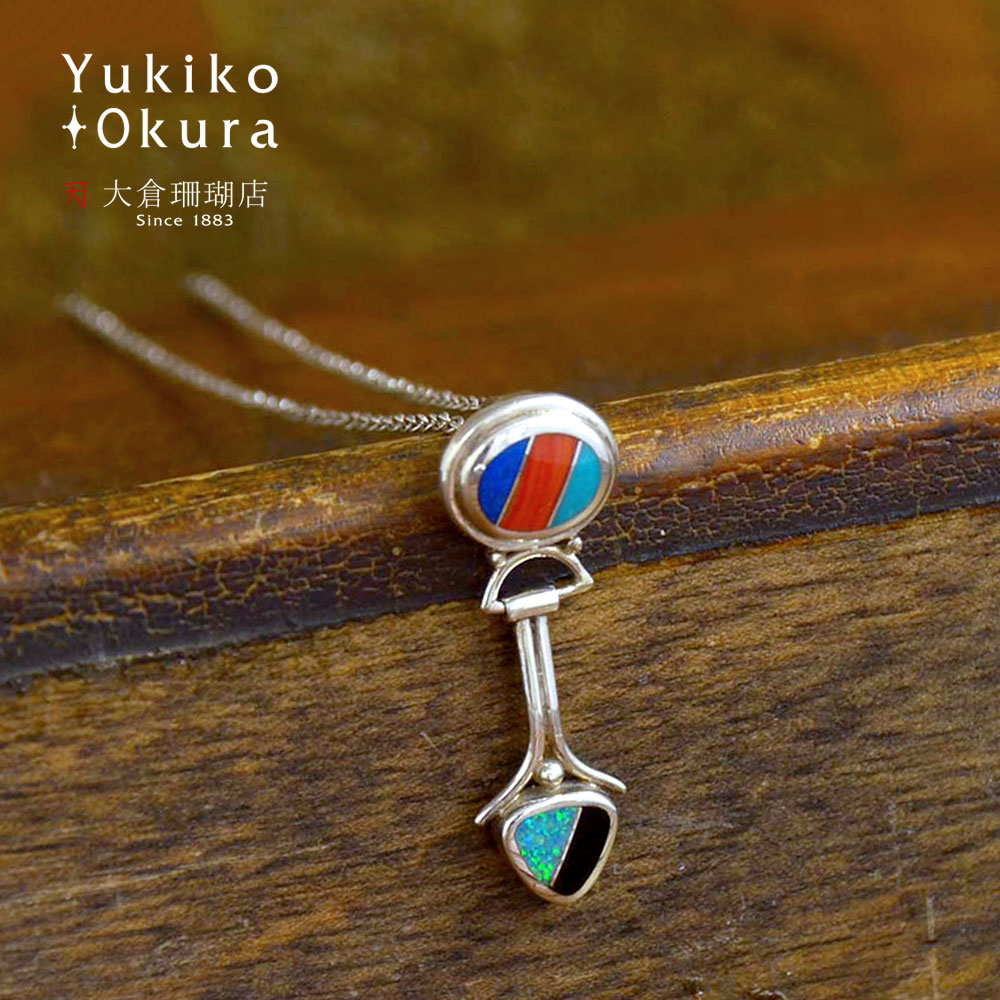 SV925 モザイクストーン オーバル トライアングル ペンダントトップ