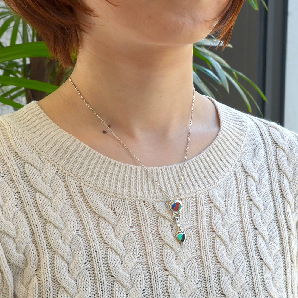 SV925 モザイクストーン オーバル トライアングル ペンダントトップ