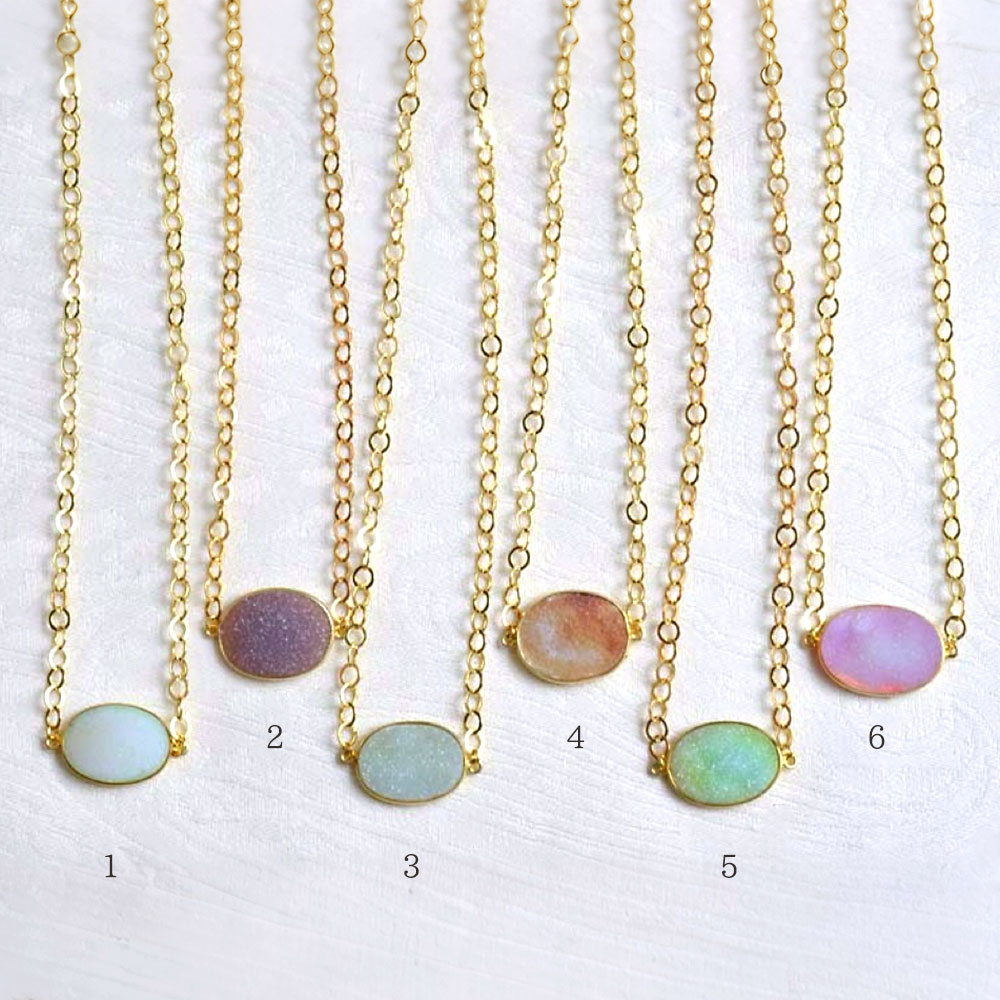 シルバー925 ドゥルージーアゲイト ラウンド チェーンネックレス