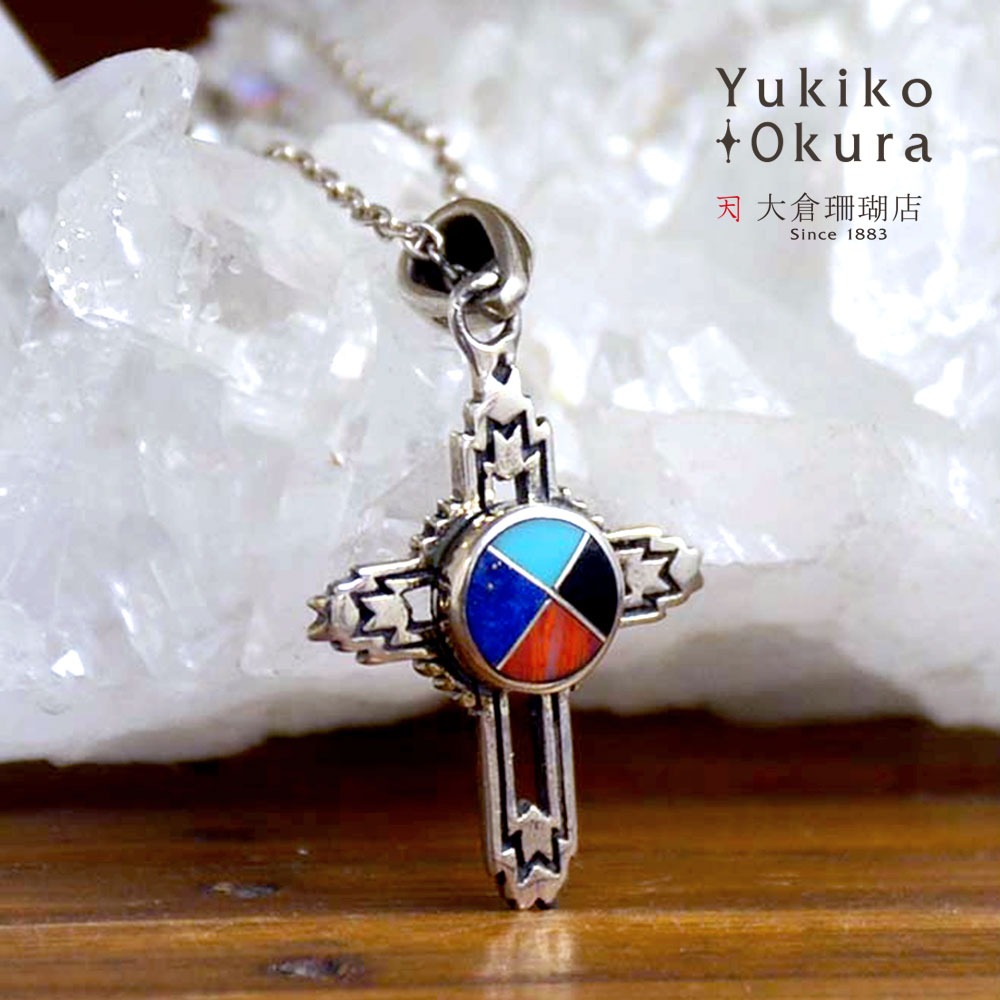 SV925 モザイク 透かし クロス ペンダントトップ