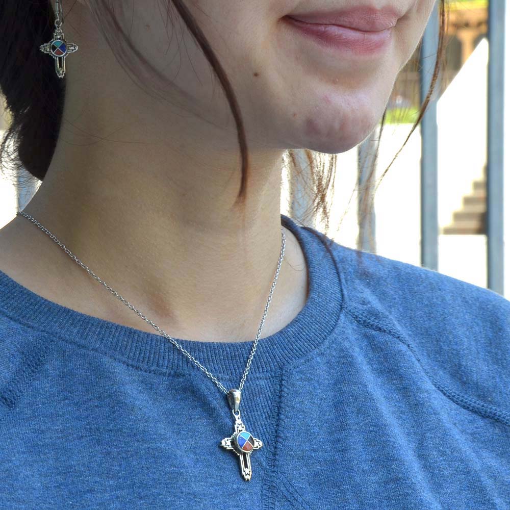 SV925 モザイク 透かし クロス ペンダントトップ