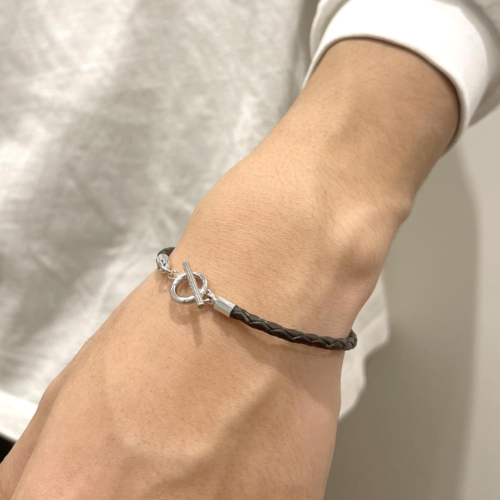 ブラック革紐ブレス 18cm