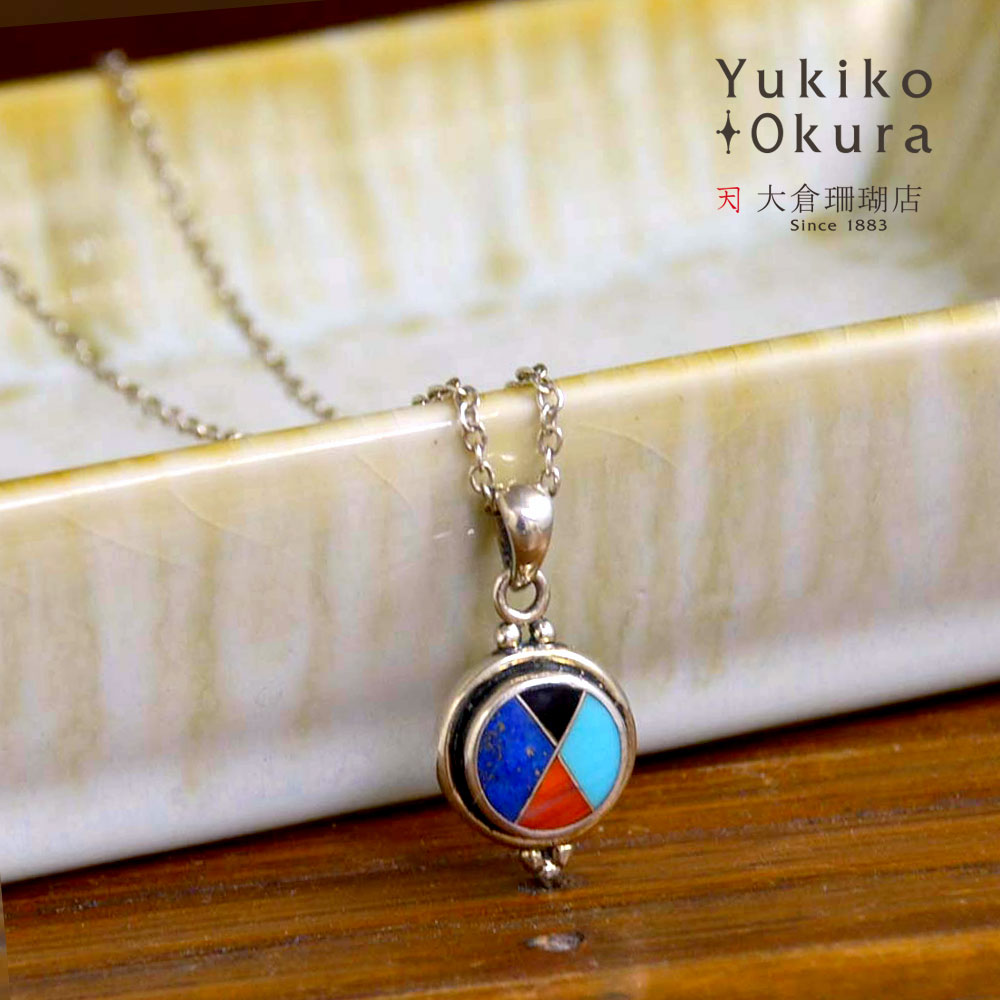 シルバー925 ラウンド モザイク ペンダントトップ