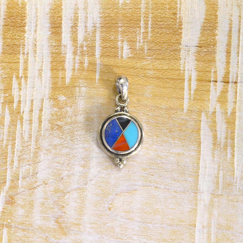 シルバー925 ラウンド モザイク ペンダントトップ