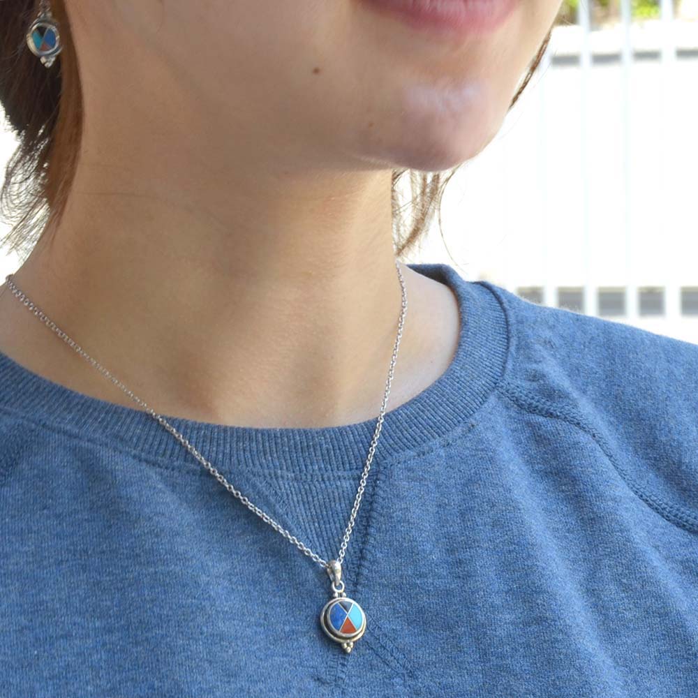 シルバー925 ラウンド モザイク ペンダントトップ