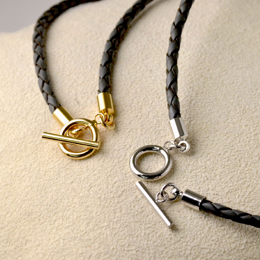 ダークグレイ革紐ブレス 18cm