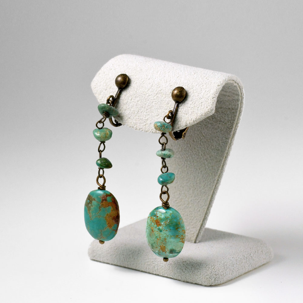 ターコイズ フリンジ イヤリング ピアス