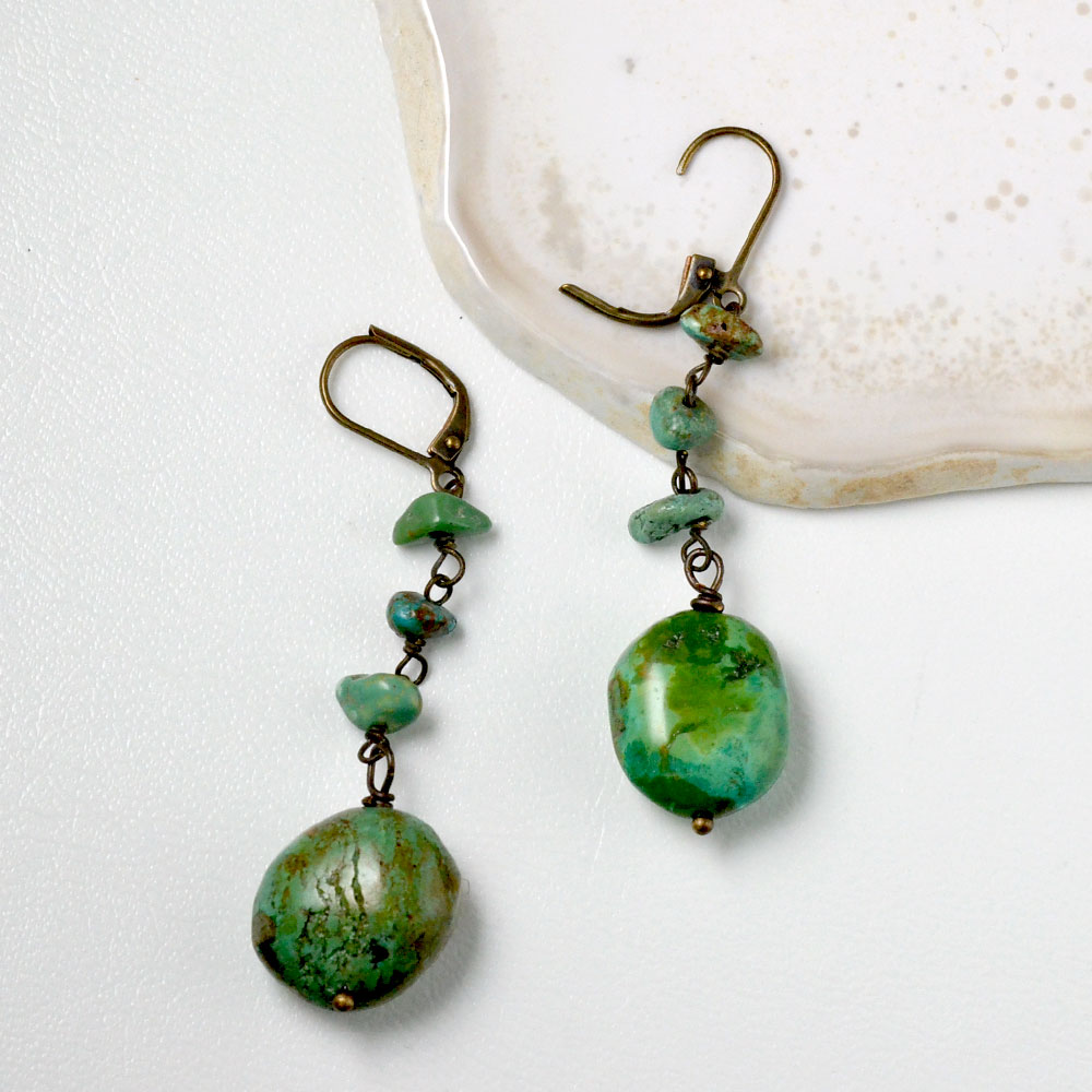 ターコイズ フリンジ イヤリング ピアス | すべての商品