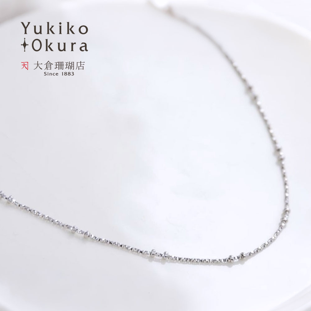 K18 ダブルボール ステーション ホワイトゴールド チェーン