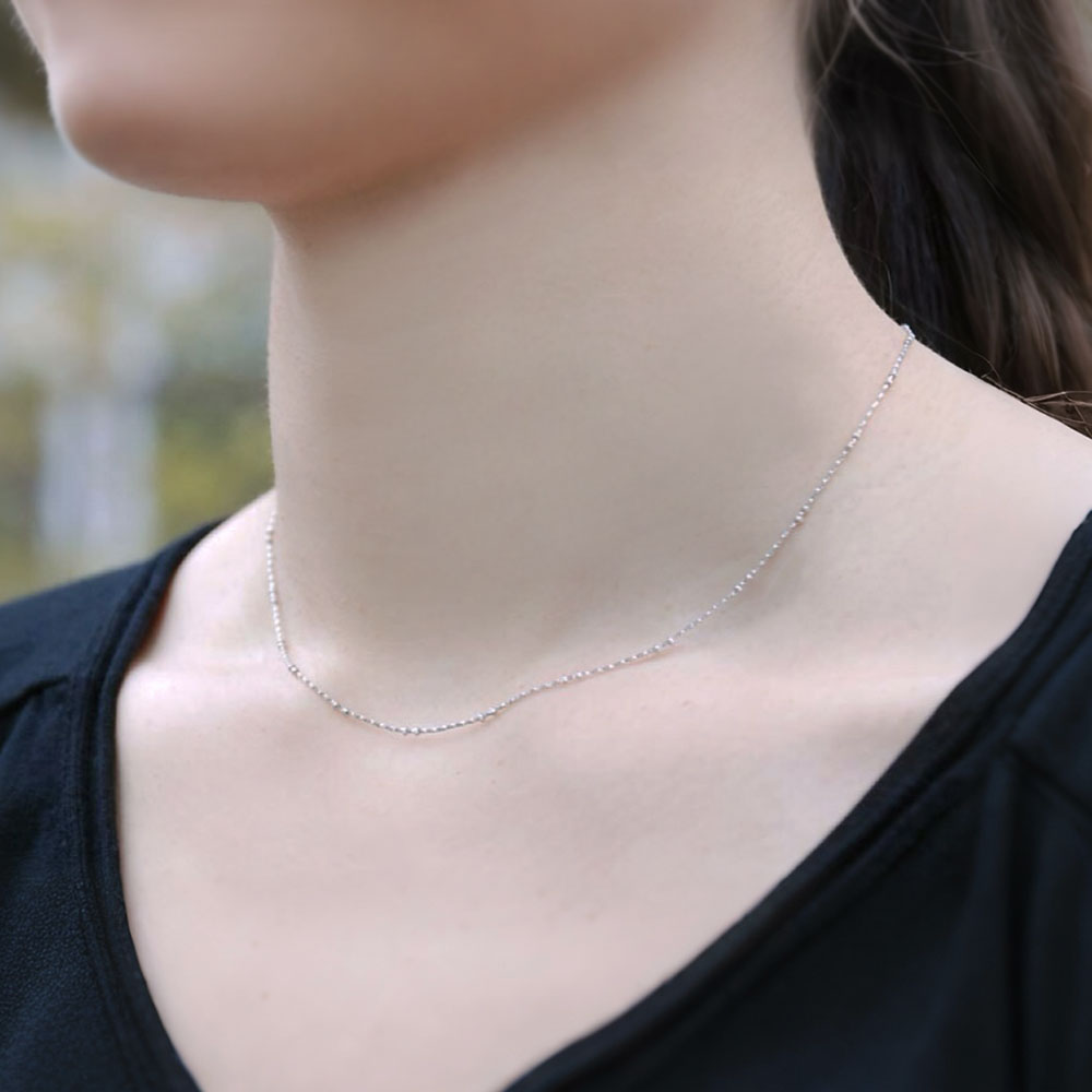 K18 ダブルボール ステーション ホワイトゴールド チェーン