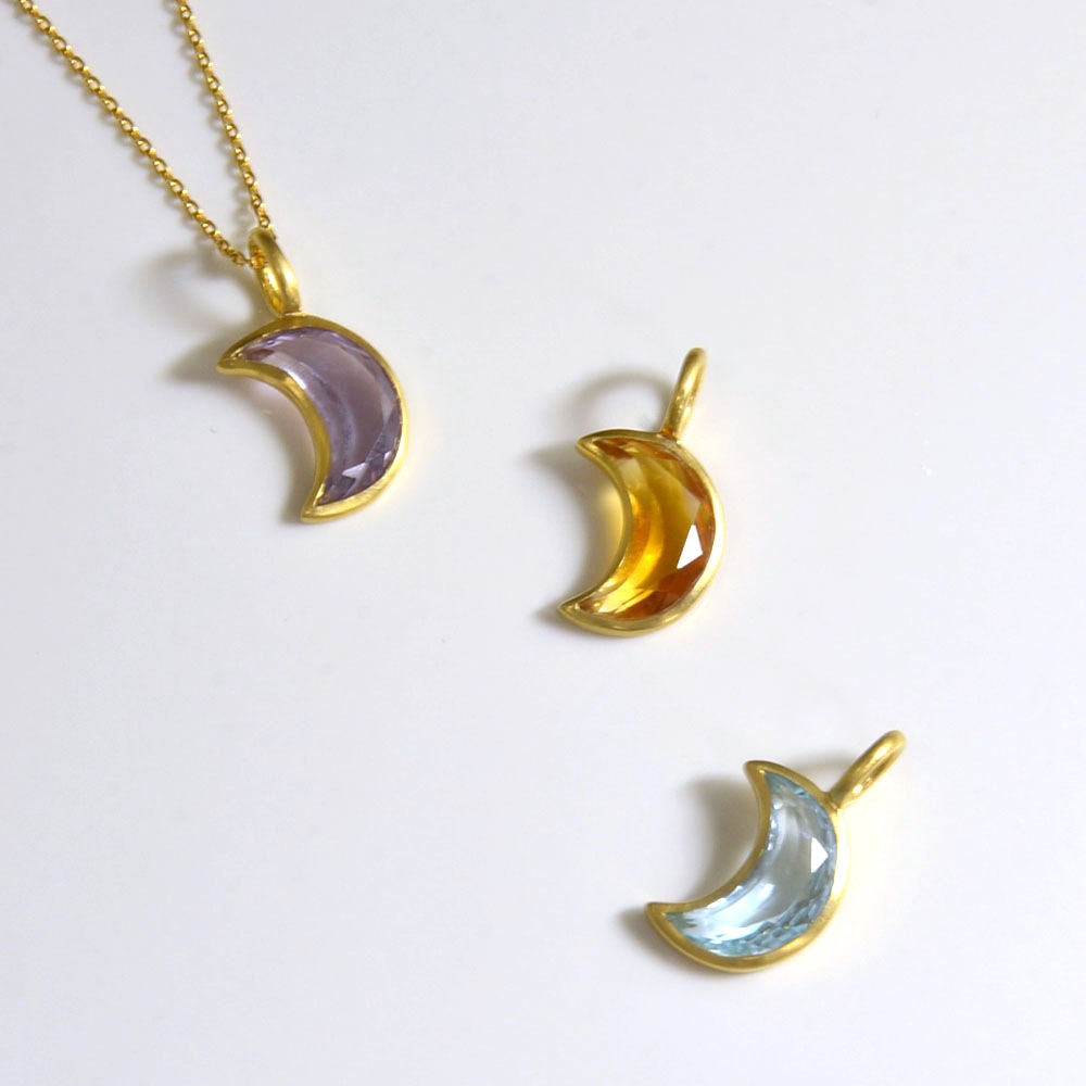 K18 アメシスト・ブルートパーズ・シトリン 三日月 ペンダントトップ