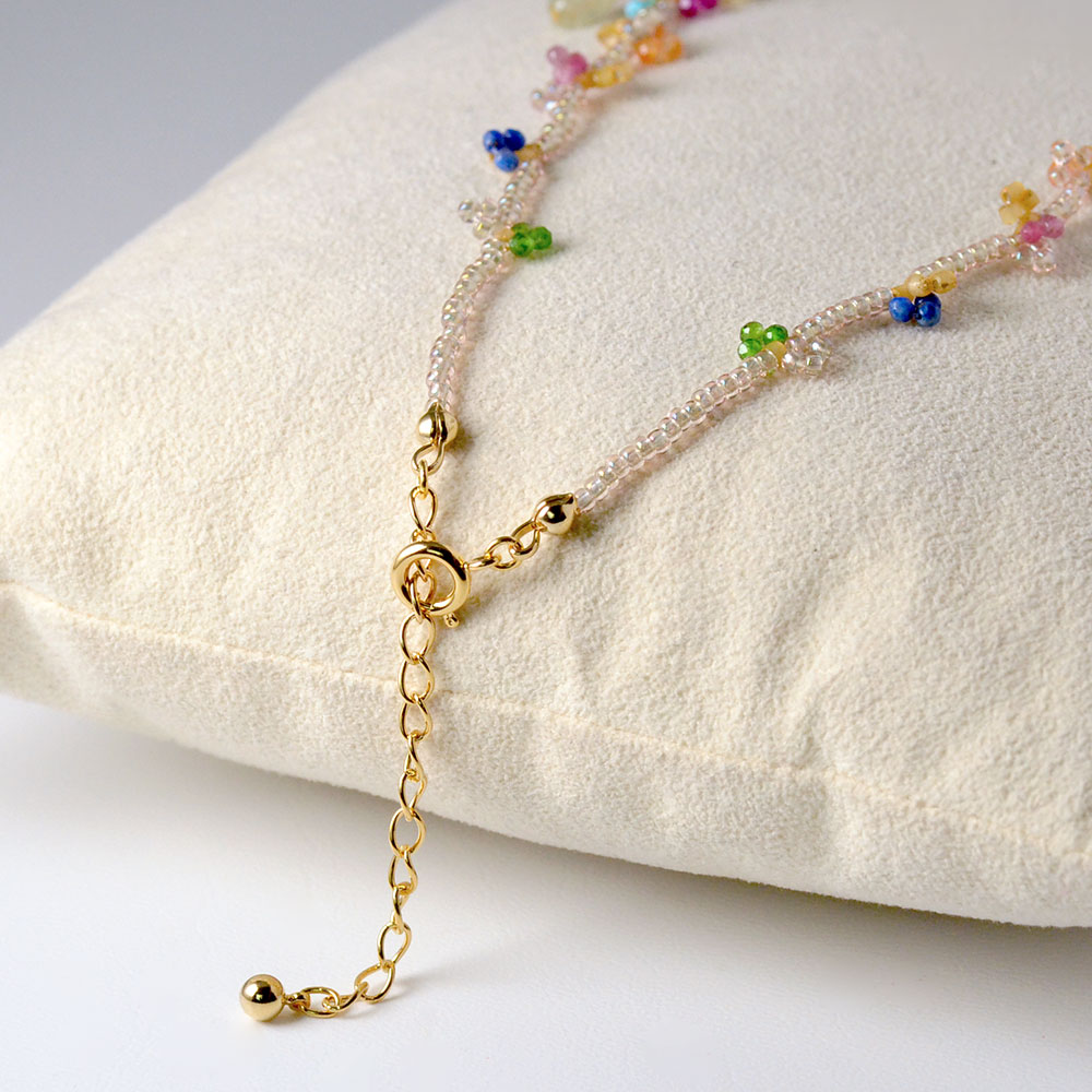 マルチカラー天然石 編みこみネックレス