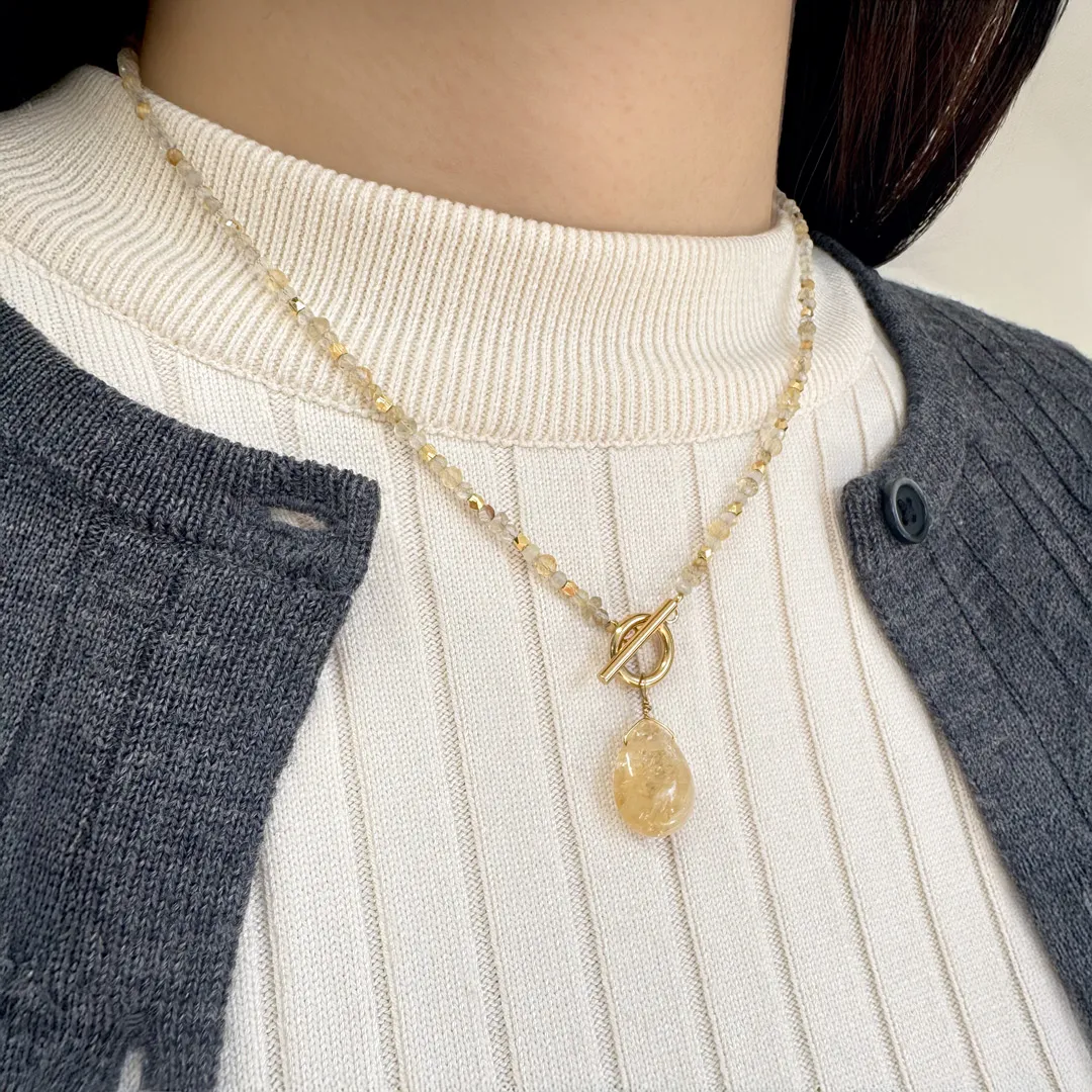 カラーで選ぶペンダントネックレス(金)シトリン【Fortune Stone Table】