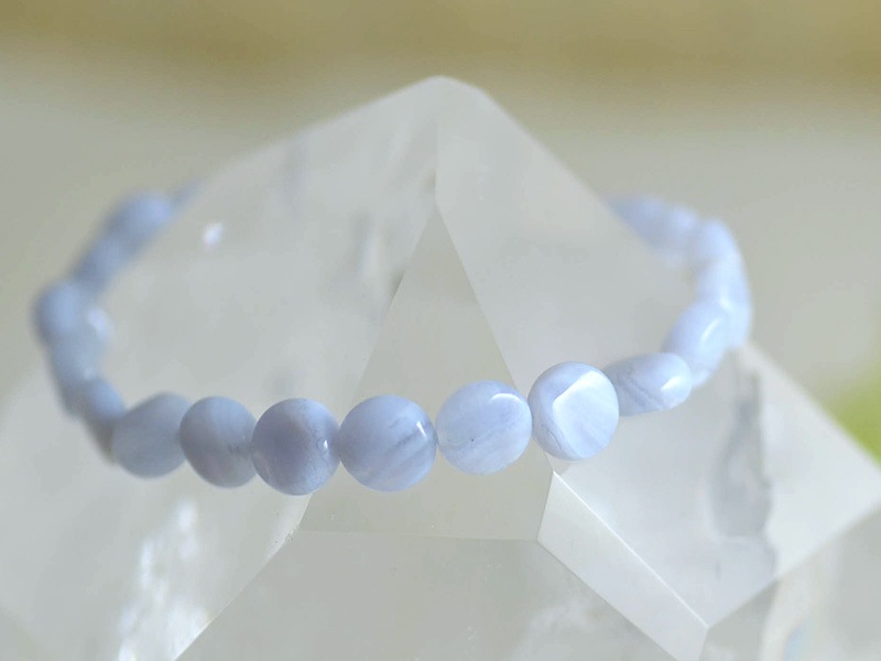 水晶 エンジェライト アゲイト 3連ゴムブレスレット