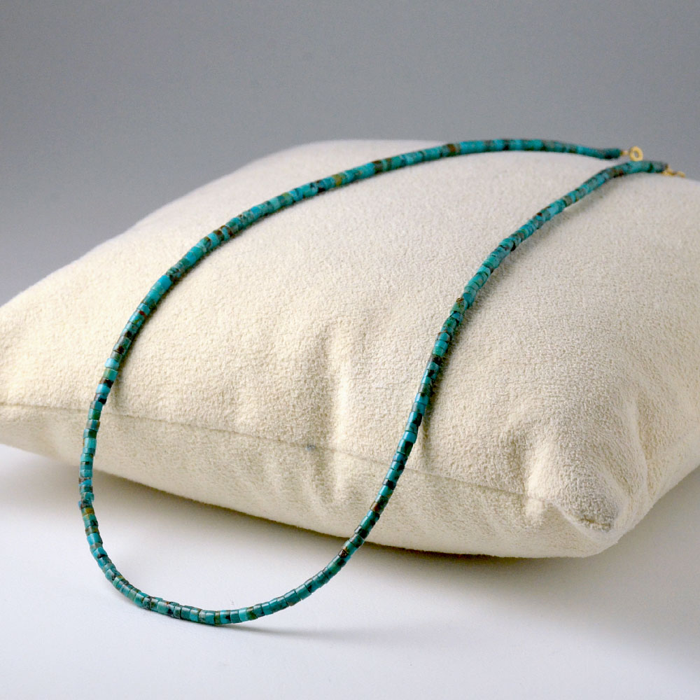 ターコイズ 細いシリンダーネックレス