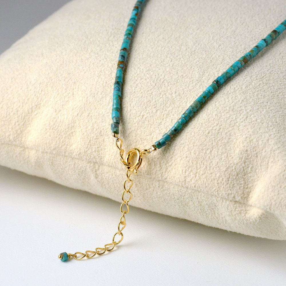 ターコイズ 細いシリンダーネックレス