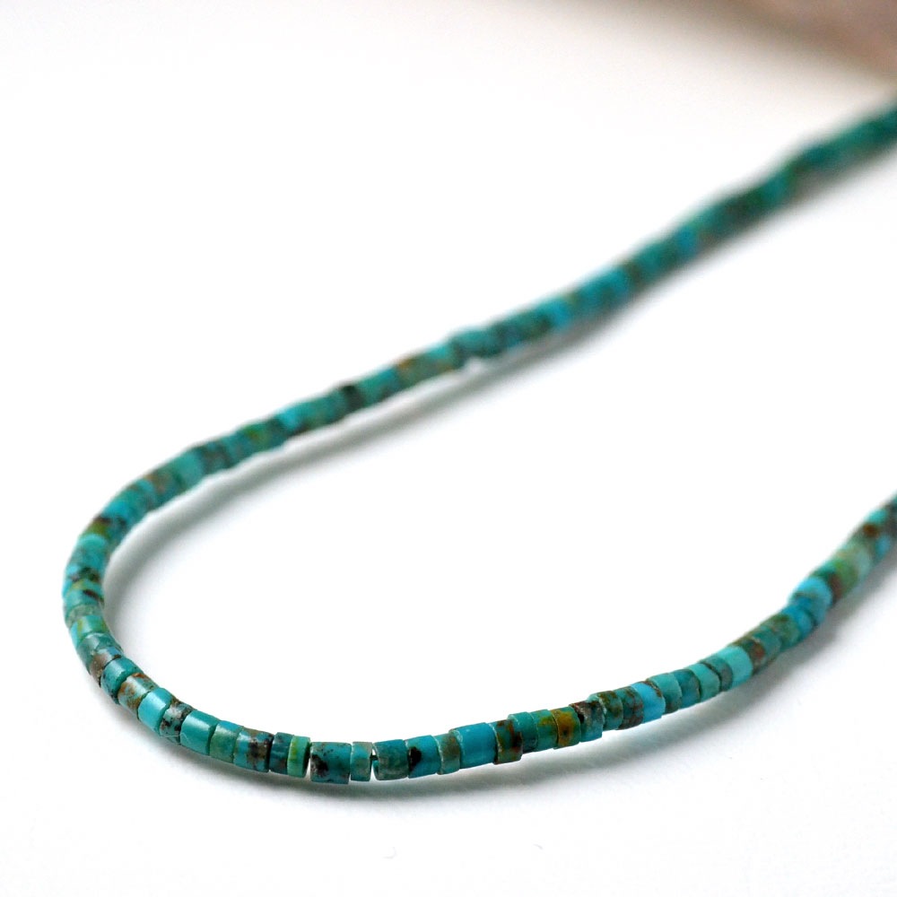 ターコイズ 細いシリンダーネックレス
