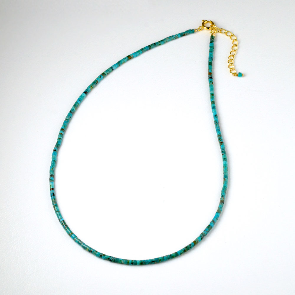 ターコイズ 細いシリンダーネックレス