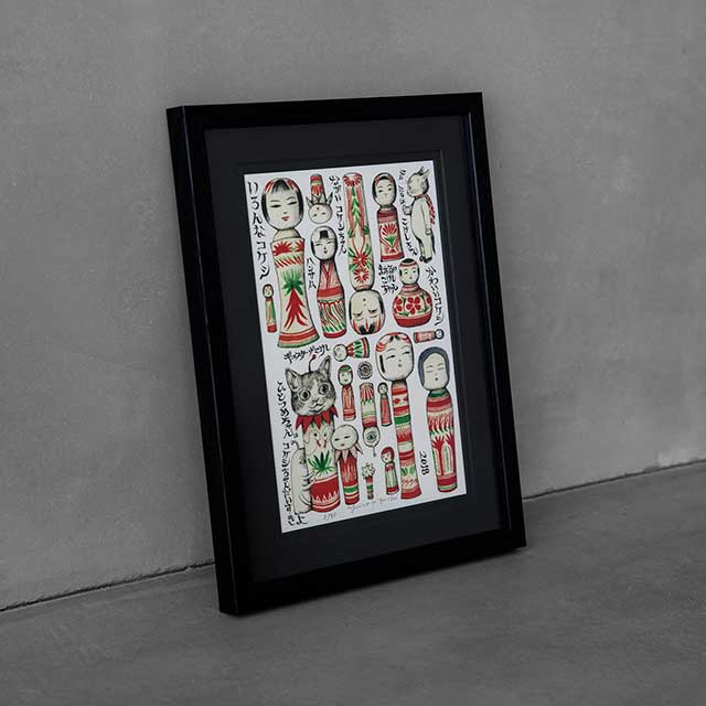 額装】複製画 こけしちゃん | 複製画 | ボリス雑貨店-Higuchi Yuko-