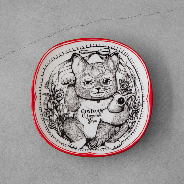 ヒグチユウコ　九谷焼き　絵皿　GUSTAVE 九谷焼・絵皿 まねきニャンコ | GUSTAVE higuchi yuko | ボリス