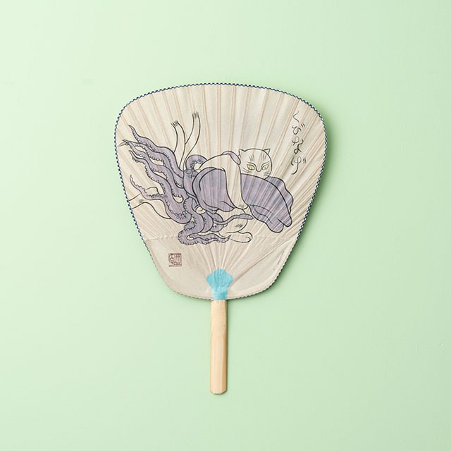 石黒亜矢子 団扇 猫又相撲きまりて 石黒亜矢子さん ボリス雑貨店 Higuchi Yuko