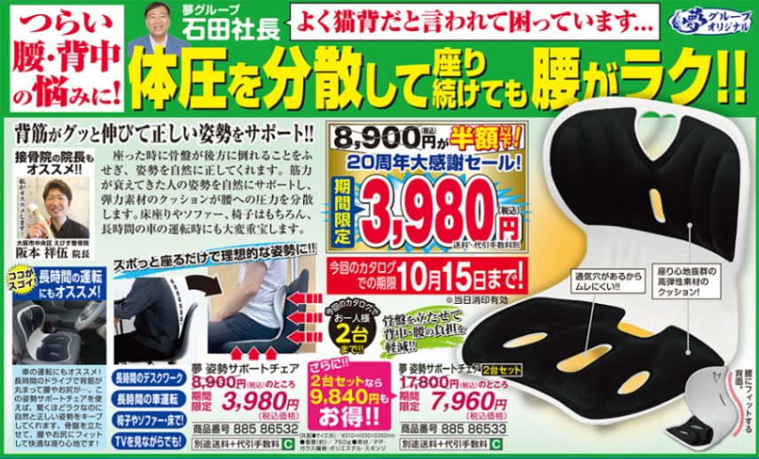 0823-072 姿勢矯正チェア 倉庫保管スタッフにお声がけください