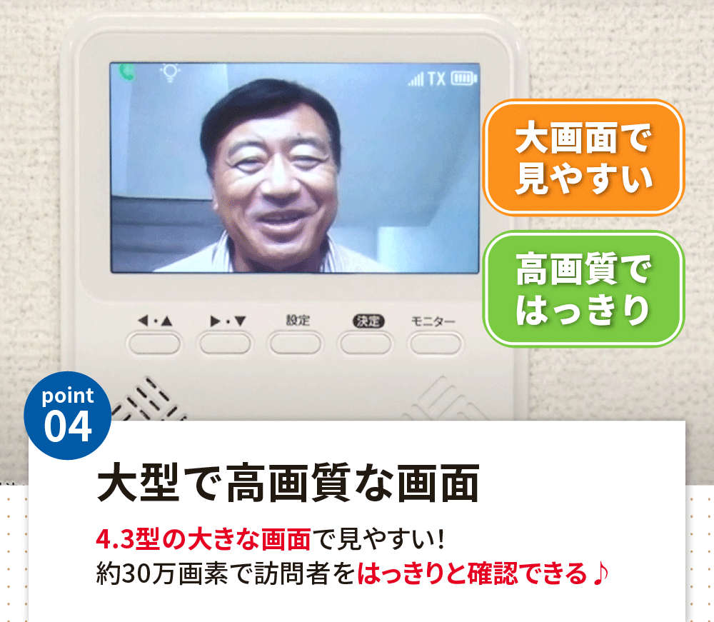 カメラ付きコードレステレビドアホン モニター親機 玄関カメラ ##K5844