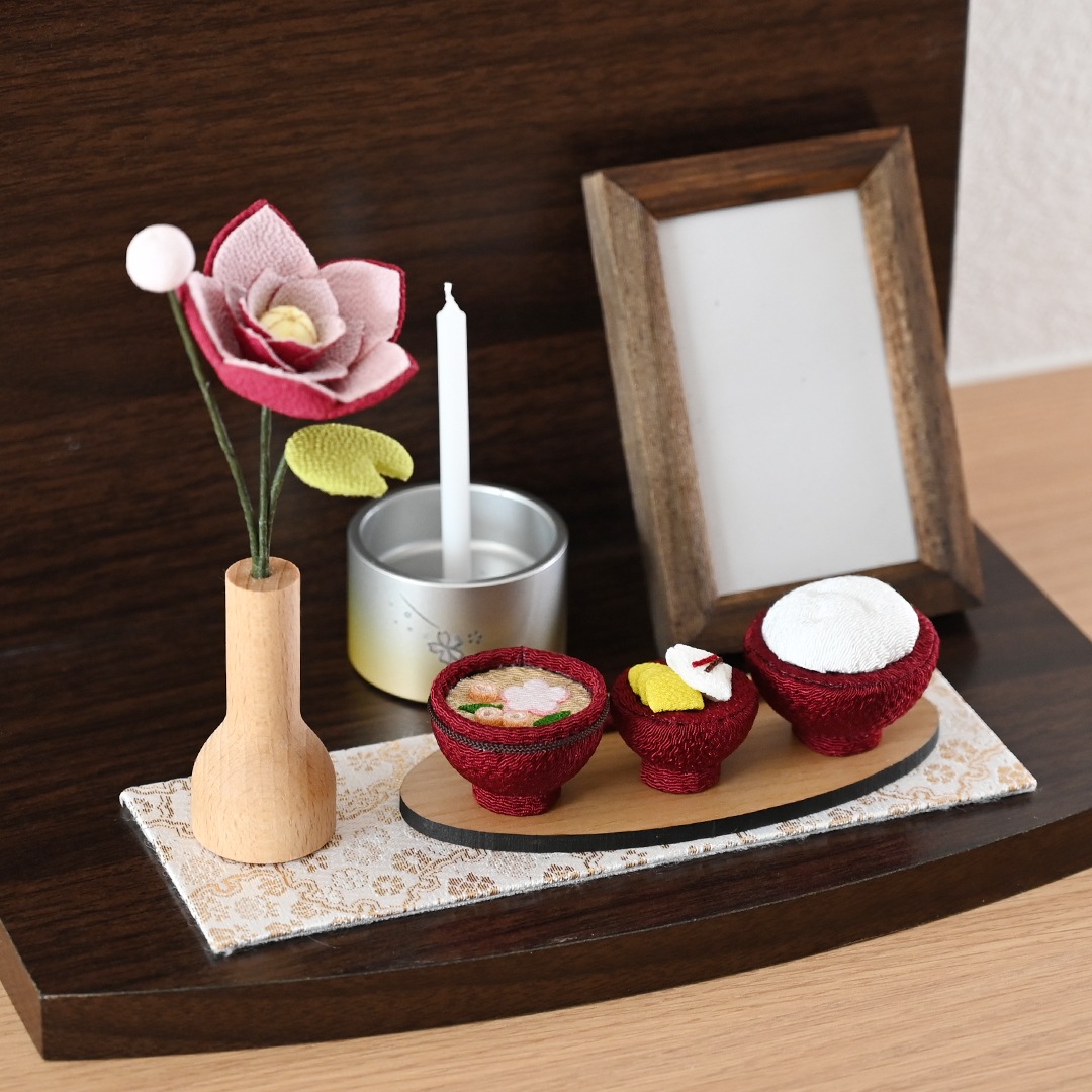 ちりめんお供えセット＜略式御膳・仏花＞