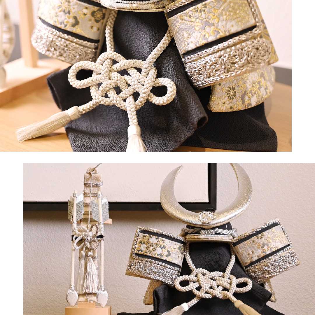 【2025年9月リニューアル】金襴亀甲花紋 兜飾り