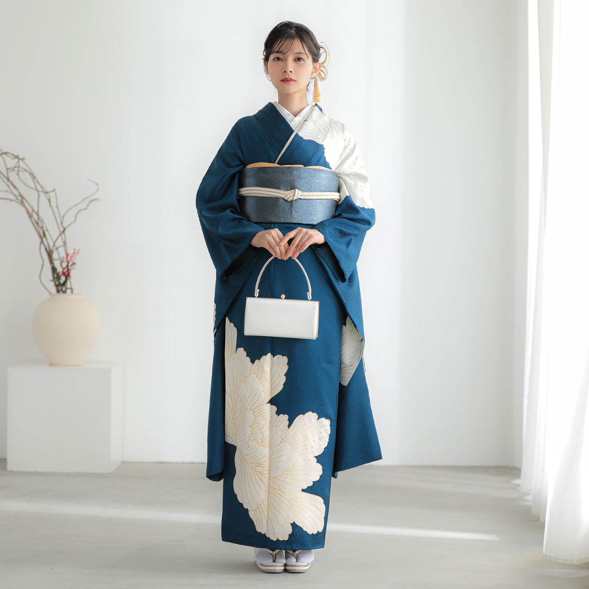 青 大輪牡丹（【振袖・袋帯・長襦袢のセット商品】）