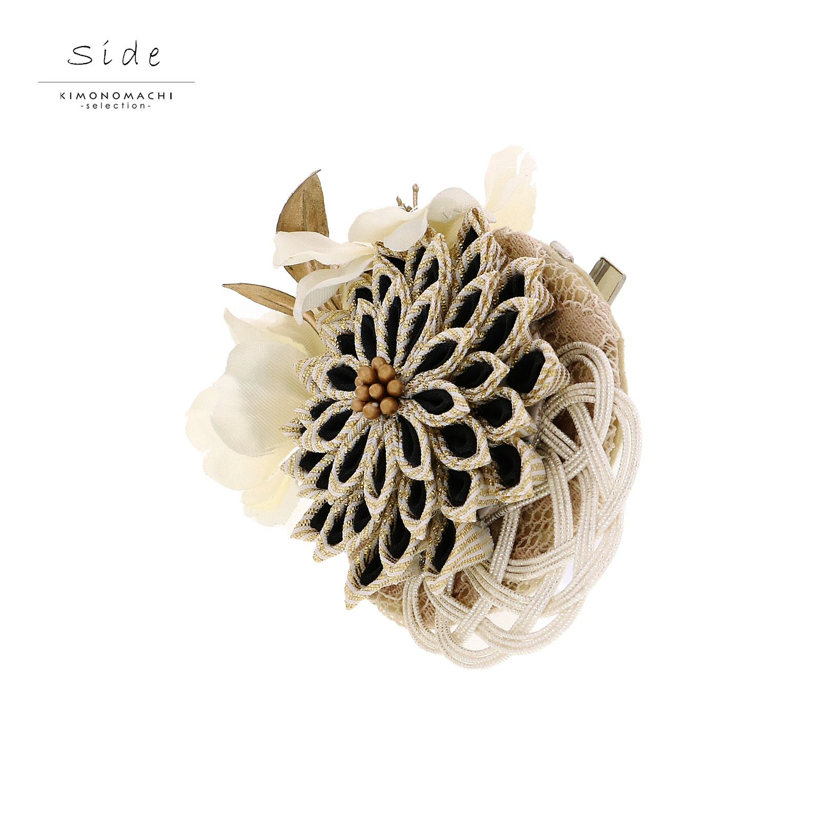 帯留め 単品「ホワイト 菊つまみ」日本製 つまみ飾り | KOMONO,その他