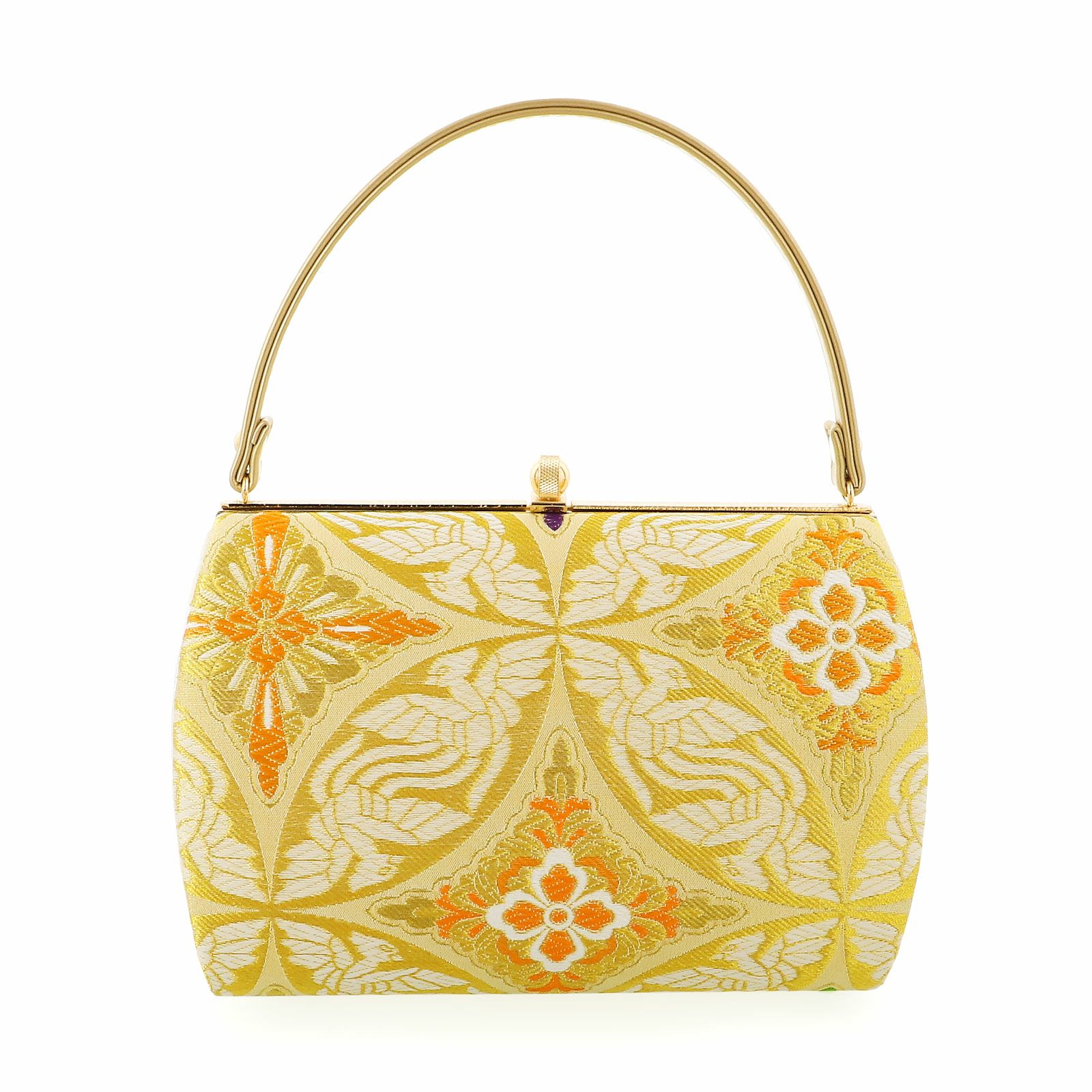 草履バッグセット ゴールド 花菱七宝×市松 二枚芯 日本製（LLサイズ  