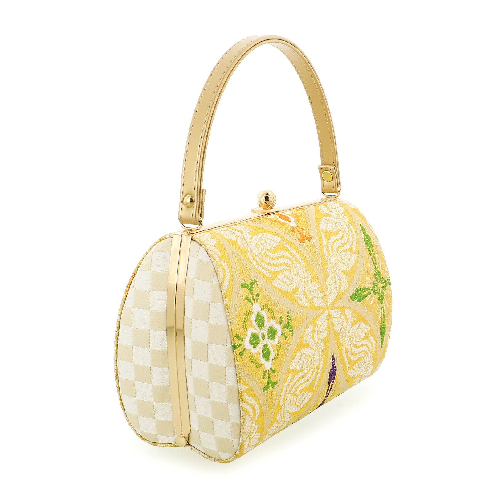 草履バッグセット市松模様ゴールド