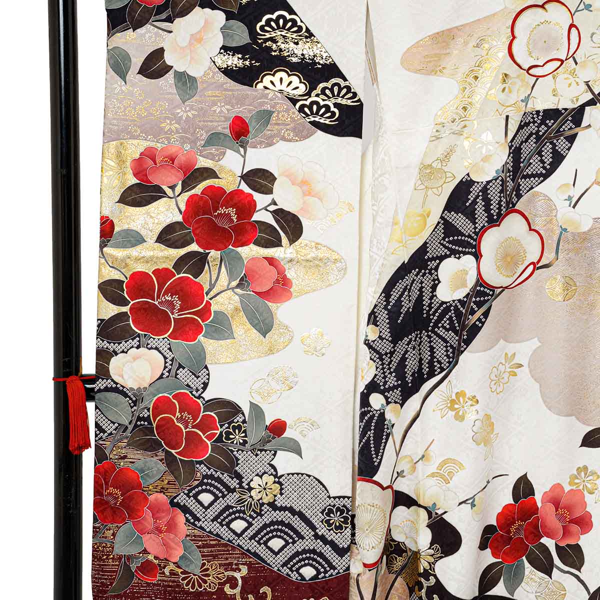 SACRA 白　梅椿に霞（【振袖・袋帯・長襦袢のセット商品です】）