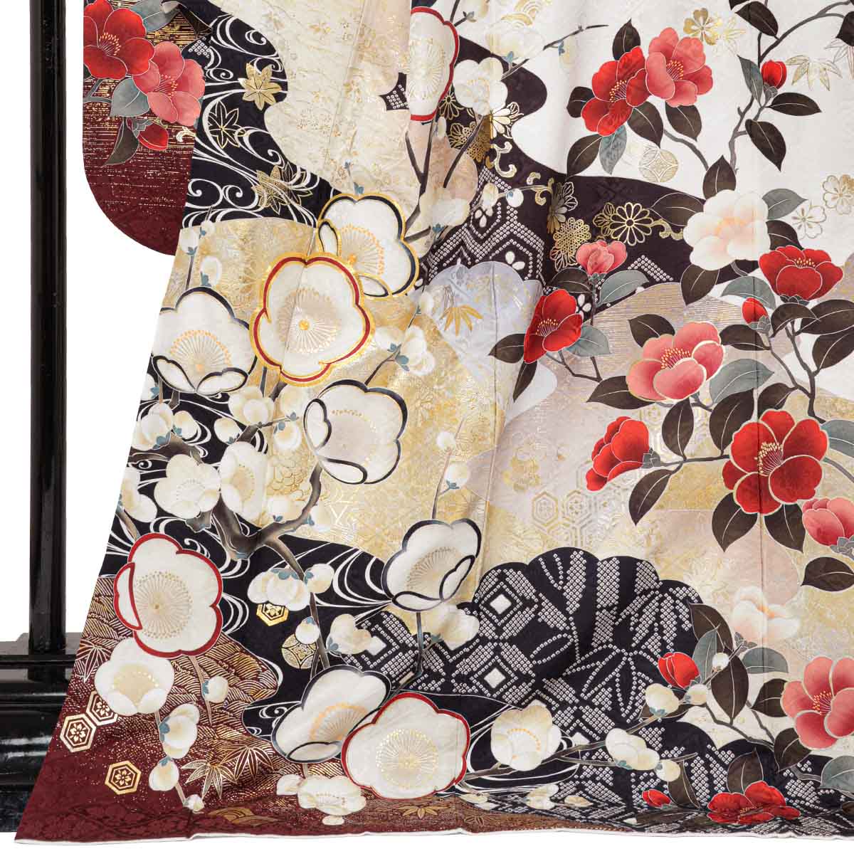 SACRA 白　梅椿に霞（【振袖・袋帯・長襦袢のセット商品です】）