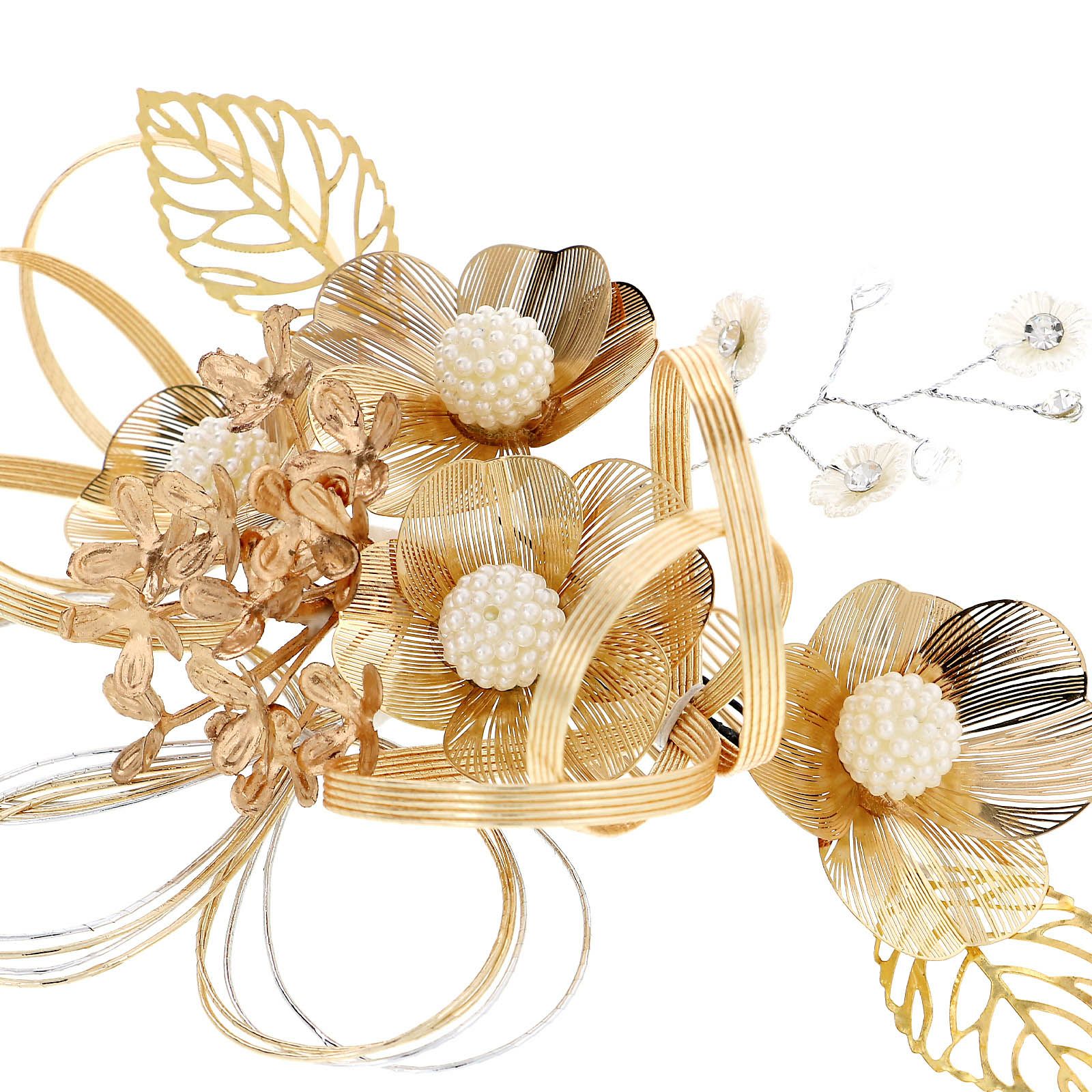 成人式 髪飾り コームとUピン 2点セット 「花ごころ ブロンズゴールド